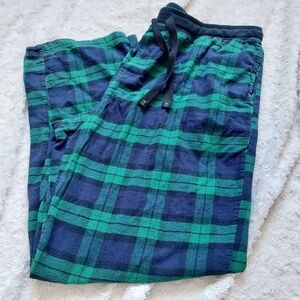 Haggar Blue Green plaid comfy flannel loungewear pajama pants XL Relaxed Fit